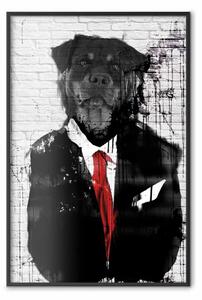 Poster: Elegante rottweiler - astrazione di cane su mattoni