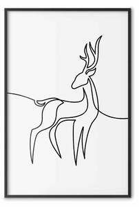 Poster: Cervetto curioso - lineart astratto di un cervo su sfondo chiaro