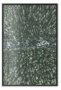 Poster: Fiume nel bosco - paesaggio naturale di bosco e fiume visto dall'alto