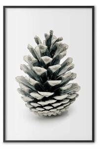Poster: Natura aperta - pigna forestale su sfondo grigio