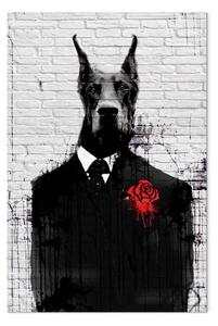 Quadro moderno Dobermann Raffinato - cane in abito elegante