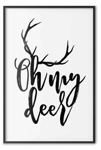 Poster: Oh My Deer - corna di cervo con scritte su sfondo grigio