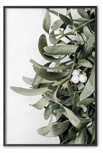 Poster: Bacio felice - pianta frondosa con fiori su sfondo grigio