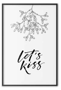 Poster: Let's kiss - motivo floreale e scritte in inglese
