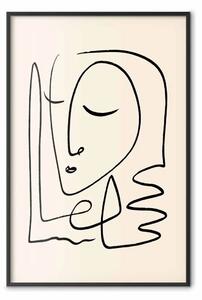 Poster: Leggerezza ricordi - line art volto su sfondo pastello