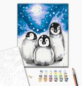 Quadro da dipingere con i numeri Tre pinguini