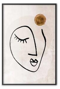 Poster: Pensiero romantico - line art volto su sfondo beige