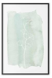 Poster: Tasso menta - line art pianta fiorita su verde menta