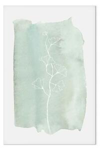 Quadro su tela Menta di Ginkgo verticale - lineart su sfondo pastello