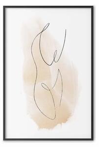 Poster: Filo Arianna - line art astratto su sfondo con macchia marrone