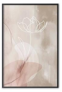 Poster: Traccia sviluppata - line art pianta su sfondo beige astratto