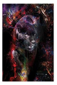 Quadro contemporaneo Giaguaro nero verticale - animale colorato astratto
