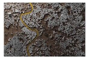 Quadro contemporaneo Mappa di Roma - capitale d'Italia e il fiume Tevere visto dall'alto