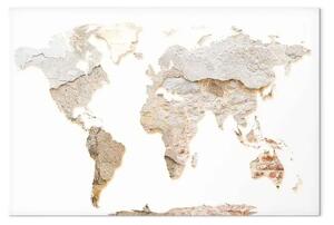 Quadro contemporaneo Mondo crudo verticale - mappa del mondo in texture murale