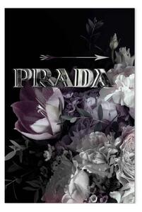 Quadro su tela Prada fiori - scritta floreale