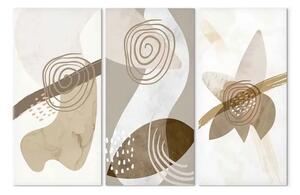 Quadro contemporaneo Trio beige (3 pezzi) - astrazione beige di figure geometriche