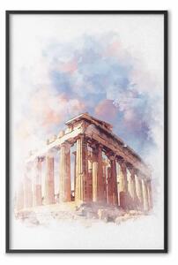 Poster: Partenone dipinto - edificio storico ad Atene in tema acquerello