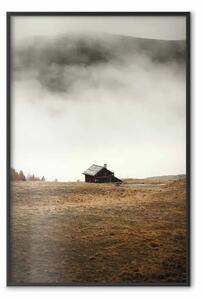 Poster: Rifugio montagna - campo, casa, nuvole bianche