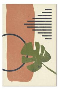 Quadro Foglia di monstera - Astrazione con forme piante e geometriche
