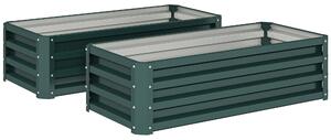 Outsunny Set di 2 Fioriere da Esterno Grandi in Acciaio Zincato Orti Urbani per Terrazza Giardino 110x50x30 cm Verde | Aosom Italy