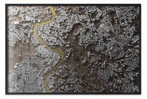 Poster: Roma e Tevere - mappa marrone con architettura grigia vista dall'alto