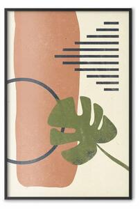 Poster: Geometria della natura - foglia verde tra figure in tema astratto