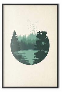 Poster: Vista colline - paesaggio forestale in cerchio