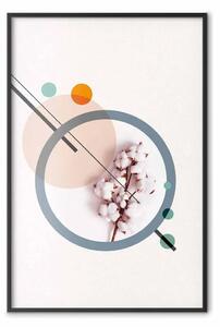 Poster: Cotone geometrico - pianta tra cerchi e linee in stile astratto