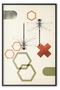 Poster: Libellule geometria - figure astratte, insetti