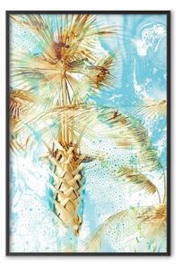 Poster: Paradiso proibito - paesaggio tropicale blu con palme dorate