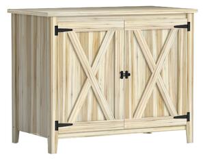 Outsunny Armadio da giardino in legno, armadio da esterno in legno con ripiani e doppie porte, 110 x 60 x 88,5 cm, legno naturale | Aosom Italy