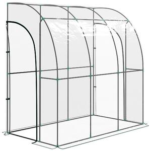 Outsunny Serra da giardino addossata, serra da balcone, telo rinforzato in PVC, 2 porte avvolgibili, 214 x 118 x 212 cm, trasparente | Aosom Italy