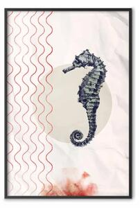 Poster: Cavallo marino - animale su sfondo di onda e cerchi in tema astratto