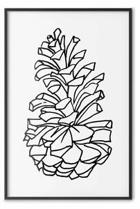 Poster: Profumo del bosco - lineart nero di cono su sfondo bianco contrastante