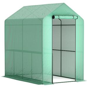Outsunny Serra da giardino in PE ripiano 2 livelli, serra da balcone, telo rinforzato 140 g/m², telaio in acciaio, 186x120x190cm, verde | Aosom Italy