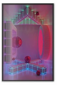 Poster: Quattro muri - figure geometriche con neon in stile astratto