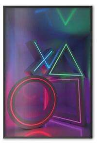 Poster: Zona vincente - figure geometriche con inserti neon colorati