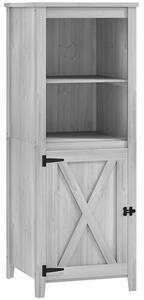 Outsunny Capanno con porta a fienile, ripiani regolabili, design snello, abete, Grigio chiaro | Aosom Italy