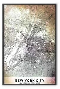 Poster: Città sogni - mappa di New York in bianco e nero