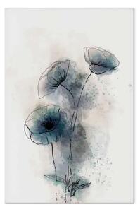 Quadro contemporaneo Papaveri blu verticale - papaveri blu astratti