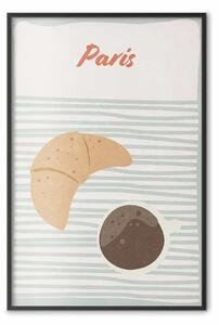 Poster: Colazione parigina - scritta, caffè, cornetto chiari