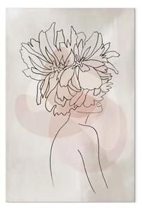 Quadro su tela Fiori di Sofia verticale - lineart astratto di donna