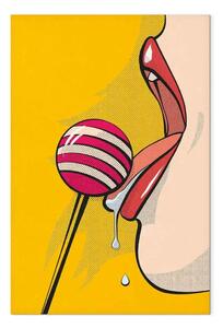 Quadro Lecca-lecca colorato e labbra - grafica in stile pop art