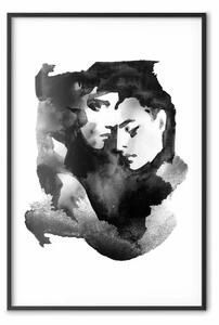 Poster: Nostalgia d'amore - coppia romantica su sfondo bianco uniforme