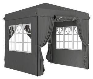 Outsunny Gazebo pop-up 2,5 x 2,5 m con pareti laterali e borsa da trasporto, gazebo da giardino regolabile in altezza UPF50+, Grigio scuro | Aosom Italy