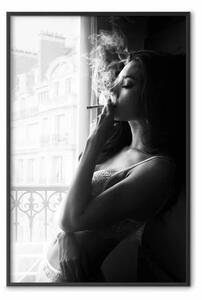 Poster: Momento delizioso - fotografia donna che fuma sigaretta