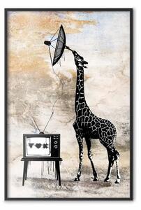 Poster: Giraffa televisiva - figura astratta giraffa nera con antenna