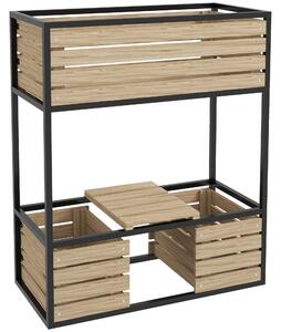 Outsunny Fioriera a gradoni Orto rialzato, resistente alle intemperie, 3 fioriere, 83 cm x 39 cm x 100 cm, Naturale + Nero | Aosom Italy