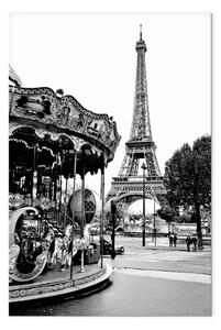 Quadro moderno Giostra vicino alla Torre Eiffel - Grafica in bianco e nero