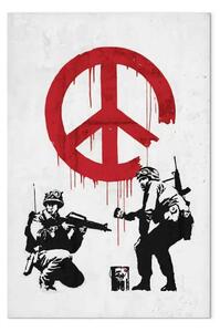 Quadro moderno Guerra e pace verticale - street art di soldati